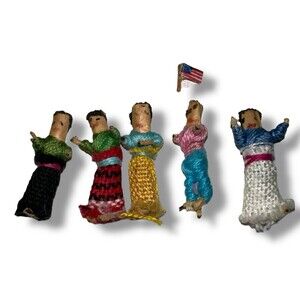 Vintage Guatemalan Worry Trouble Dolls Handmade Ethnic 5 Mini Dolls Traditional